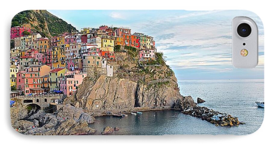 Manarola iPhone 7 Case featuring the photograph Panoramic Manarola Seascape by Frozen in Time Fine Art Photography
