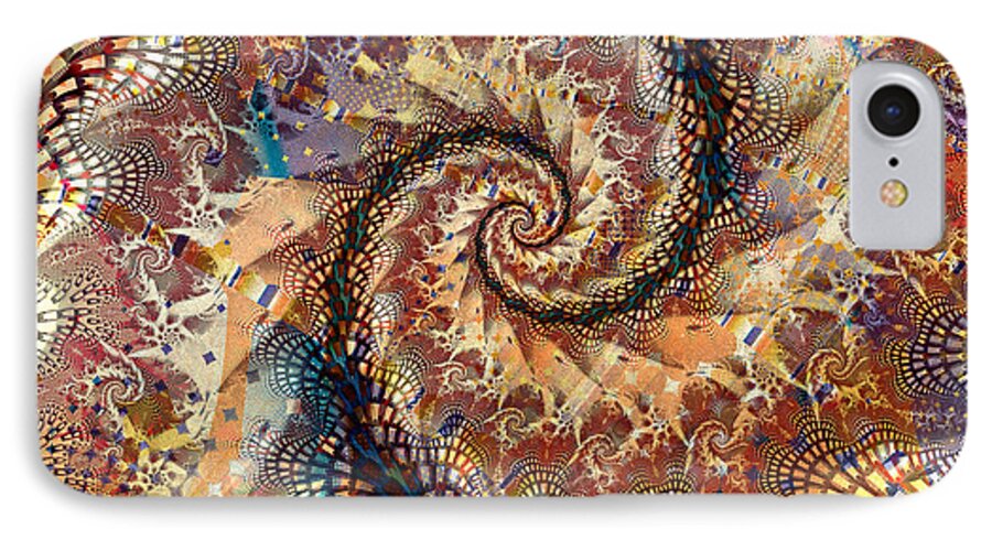 Fractal iPhone 7 Case featuring the digital art Patchwork Spiral by Richard Ortolano