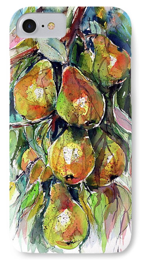 Pear iPhone 7 Case featuring the painting Pear by Kovacs Anna Brigitta