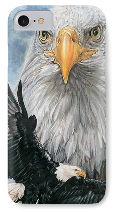 Bald Eagle iPhone 7 Case featuring the mixed media Peerless by Barbara Keith