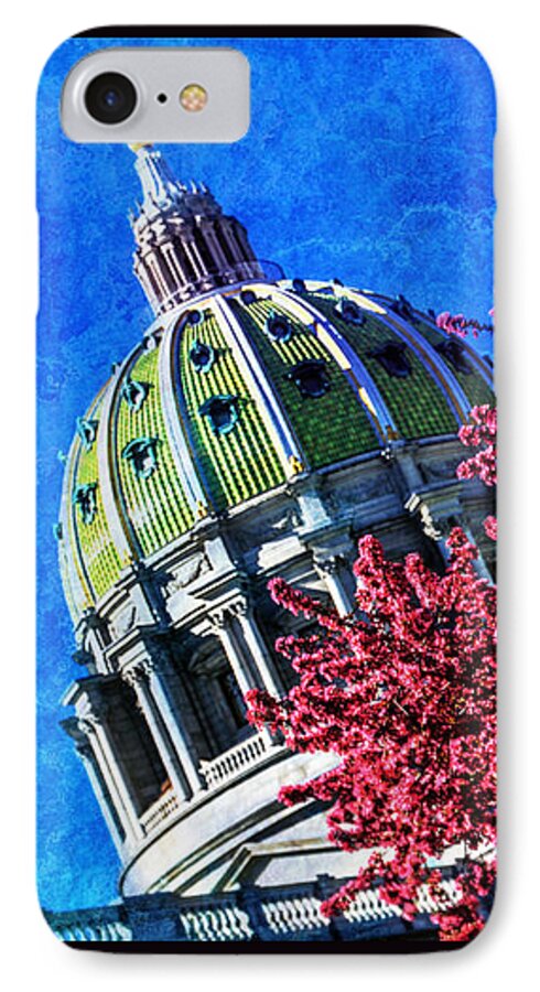 Spring iPhone 7 Case featuring the photograph Pennsylvania State Capitol Dome in Bloom by Shelley Neff