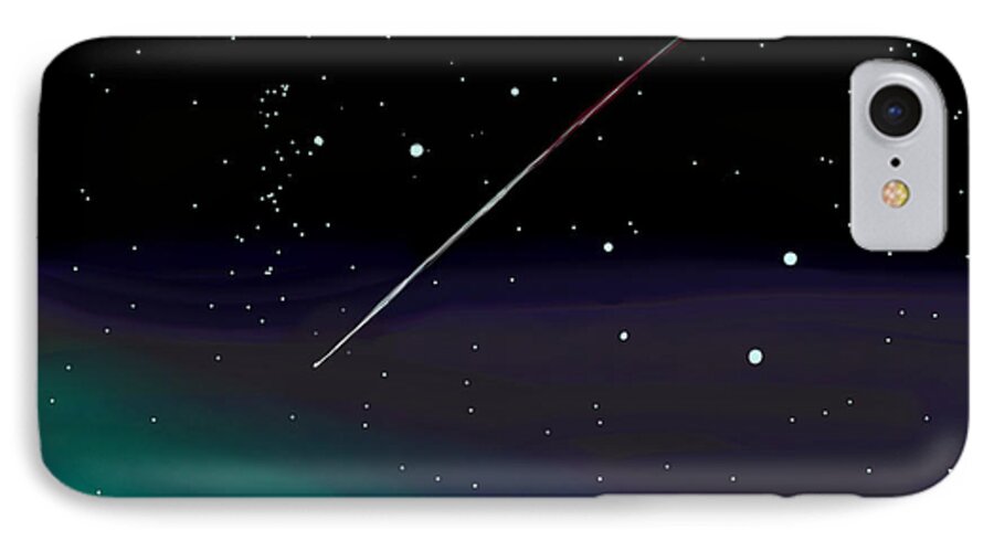 Meteor iPhone 7 Case featuring the digital art Perseid Meteor Shower by Jean Pacheco Ravinski