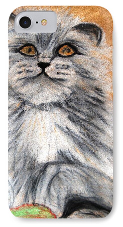 White And Grey Persian Cat iPhone 7 Case featuring the mixed media Persian Cat by Angela Murray