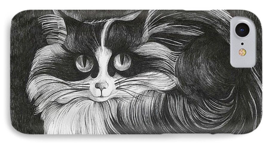 Pen And Ink iPhone 7 Case featuring the drawing Philip by Anna Duyunova