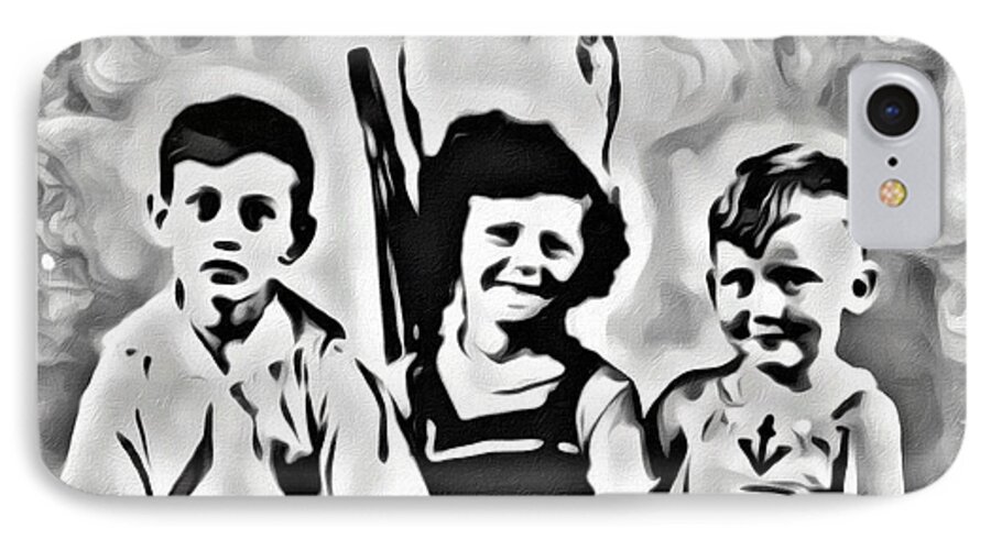 Vintage Photograph Of Philadelphia Kids With Petey The Dog iPhone 7 Case featuring the digital art Philly Kids with Petey the Dog by Joan Reese