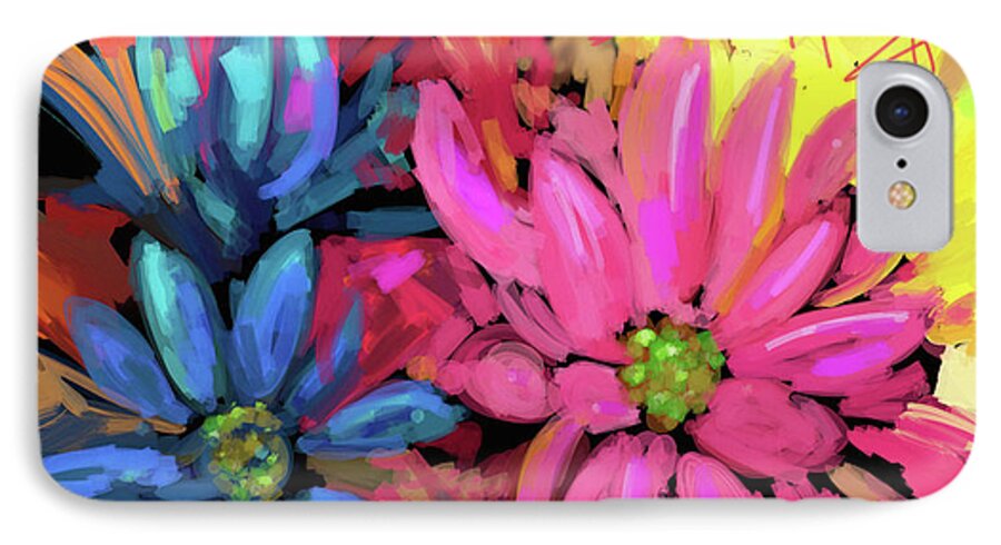 Flower iPhone 7 Case featuring the painting Pink Flower by DC Langer