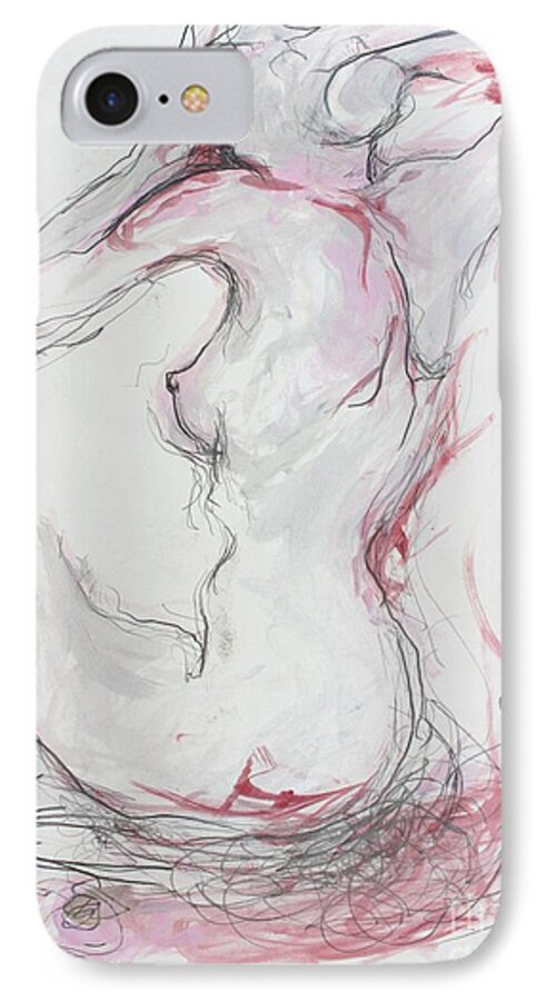 Northernlights iPhone 7 Case featuring the drawing Pink Lady by Marat Essex