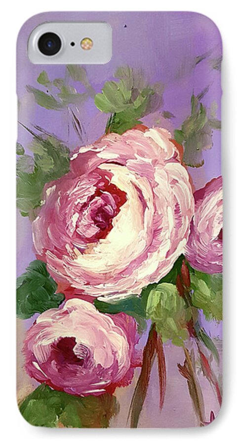 Rose iPhone 7 Case featuring the painting Pink Rose by Janet Garcia