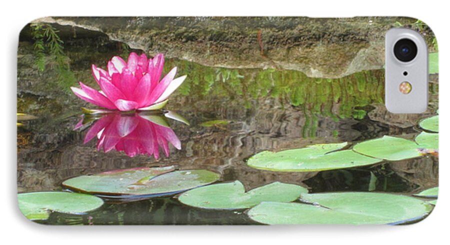 Pink iPhone 7 Case featuring the photograph Pink Waterlilly by Laurianna Taylor