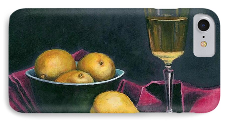 Pinot Grigio iPhone 7 Case featuring the painting Pinot and Pears Still Life by Janet King