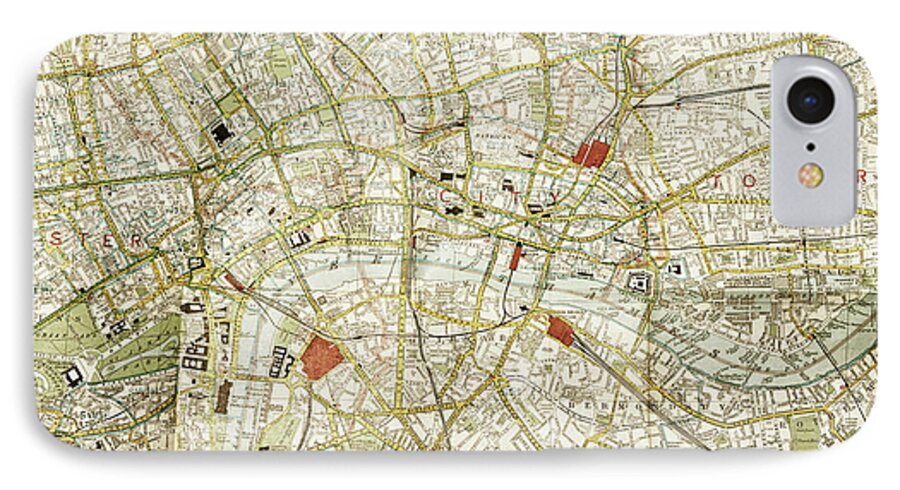 Map iPhone 7 Case featuring the photograph Plan of central London by Patricia Hofmeester