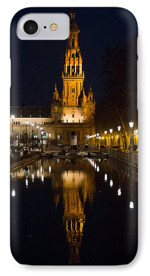 Plaza iPhone 7 Case featuring the photograph Plaza de Espana at night - Seville 6 by AM FineArtPrints