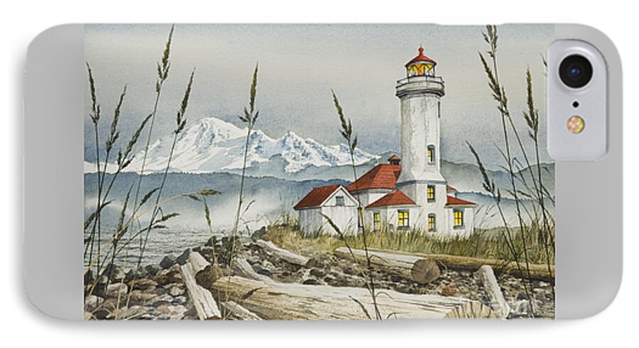 Lighthouse Fine Art Print iPhone 7 Case featuring the painting Point Wilson Lighthouse by James Williamson