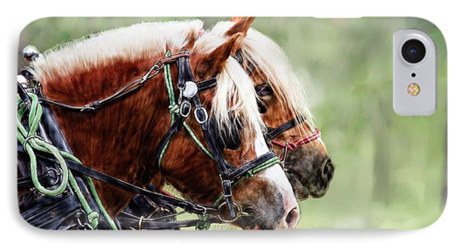 Blinders iPhone 7 Case featuring the digital art Ponies in harness by Debra Baldwin