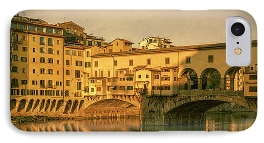 Joan Carroll iPhone 7 Case featuring the photograph Ponte Vecchio Morning Florence Italy by Joan Carroll