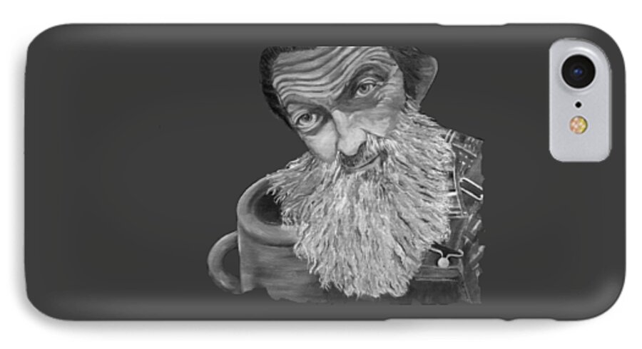 T-shirts iPhone 7 Case featuring the painting Popcorn Sutton Black and White Transparent - T-Shirts by Jan Dappen
