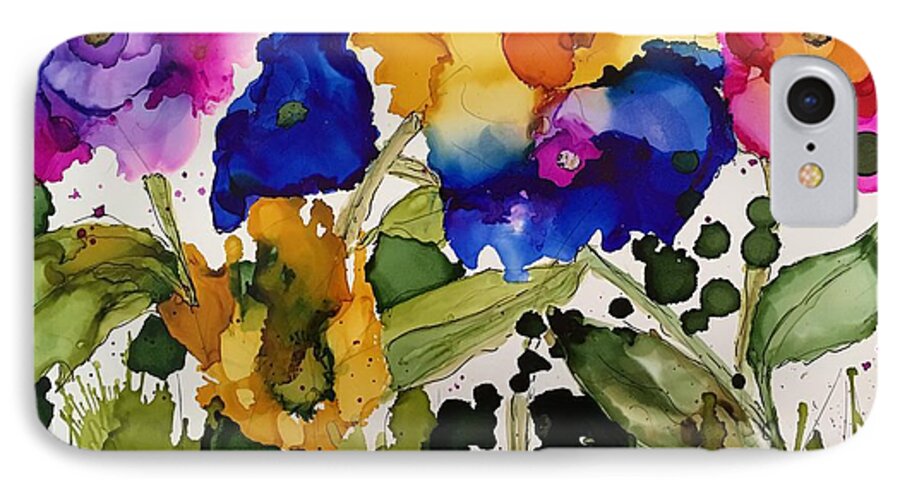 Flowers iPhone 7 Case featuring the painting Poppy Party by Marcia Breznay