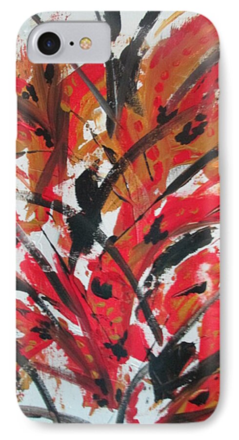 Abstract iPhone 7 Case featuring the painting Poppy Storm by Sharyn Winters
