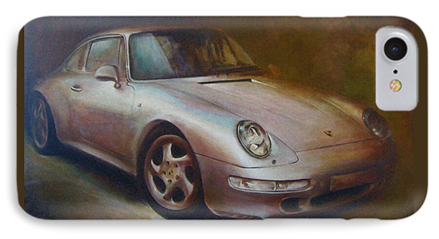 Car iPhone 7 Case featuring the painting Porsche by Vali Irina Ciobanu