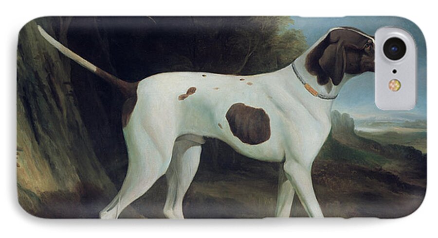 Dog iPhone 7 Case featuring the painting Portrait of a liver and white pointer by George Garrard