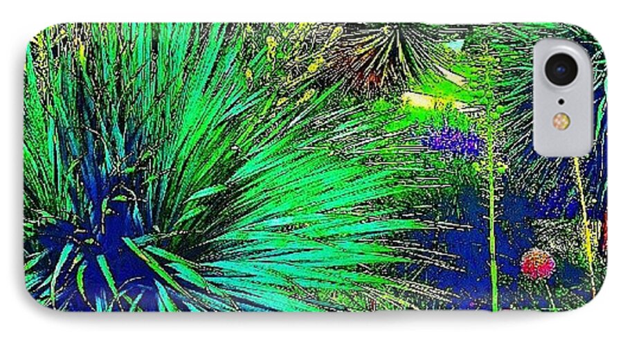 Summer iPhone 7 Case featuring the photograph Psychedelic Yuccas. #plant #yucca by Austin Tuxedo Cat