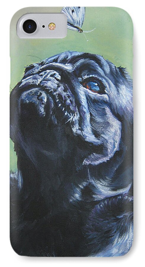 Dog iPhone 7 Case featuring the painting Pug black by Lee Ann Shepard