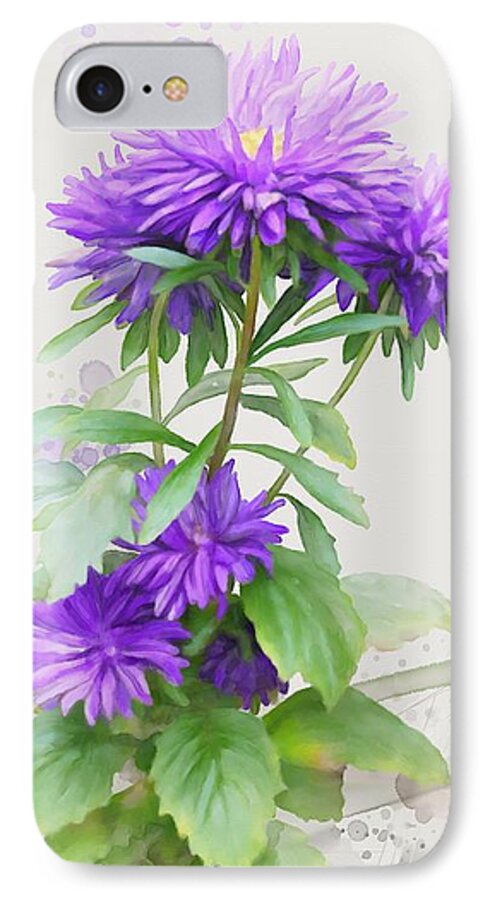 Floral iPhone 7 Case featuring the painting Purple Aster by Ivana Westin