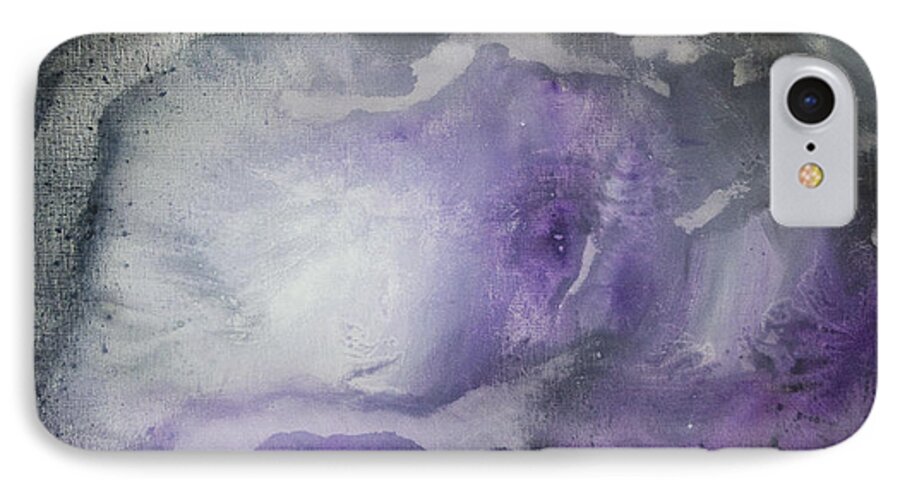 Painting iPhone 7 Case featuring the painting Purple Explosion by MADART by Megan Aroon
