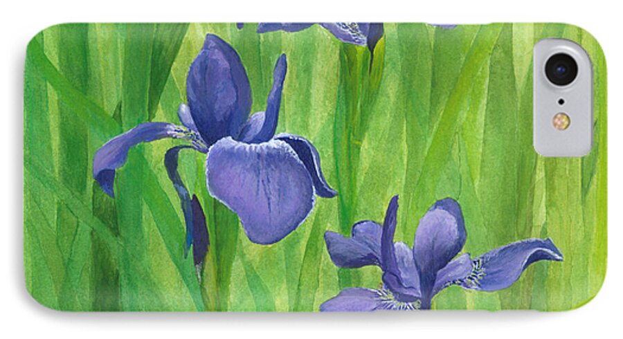 Iris iPhone 7 Case featuring the painting Purple Iris by Phyllis Howard