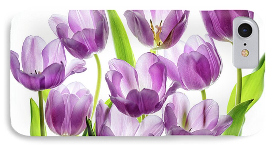 Tulips iPhone 7 Case featuring the photograph Purple Tulips by Rebecca Cozart