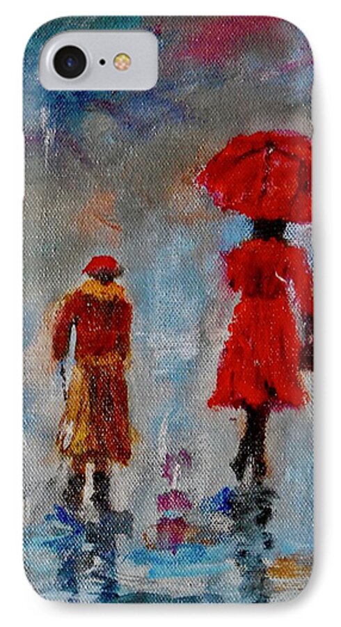 Landscape iPhone 7 Case featuring the painting Rainy Spring Day by Sher Nasser