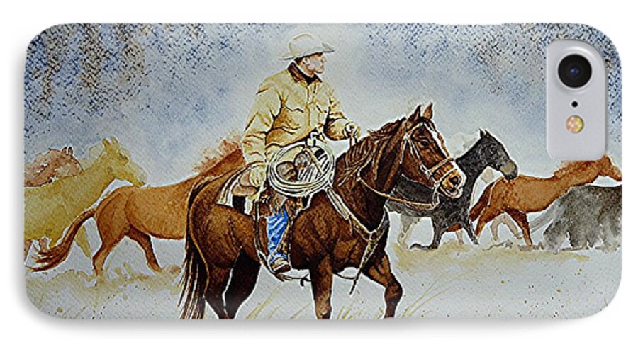Art iPhone 7 Case featuring the painting Ranch Rider by Jimmy Smith