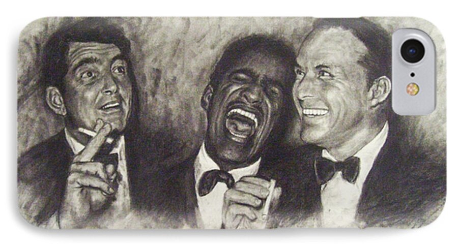 Dean Martin iPhone 7 Case featuring the drawing Rat Pack by Cynthia Campbell
