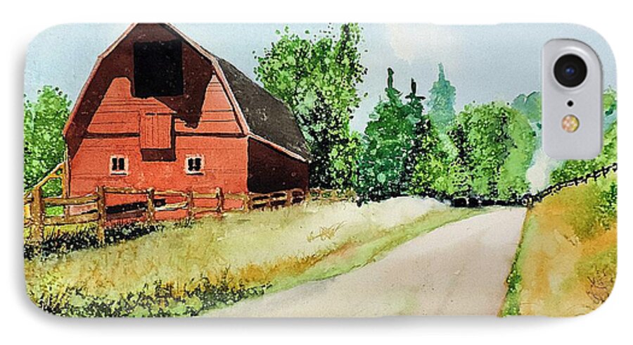 Barn iPhone 7 Case featuring the painting Red Barn Near Steamboat Springs by Tom Riggs