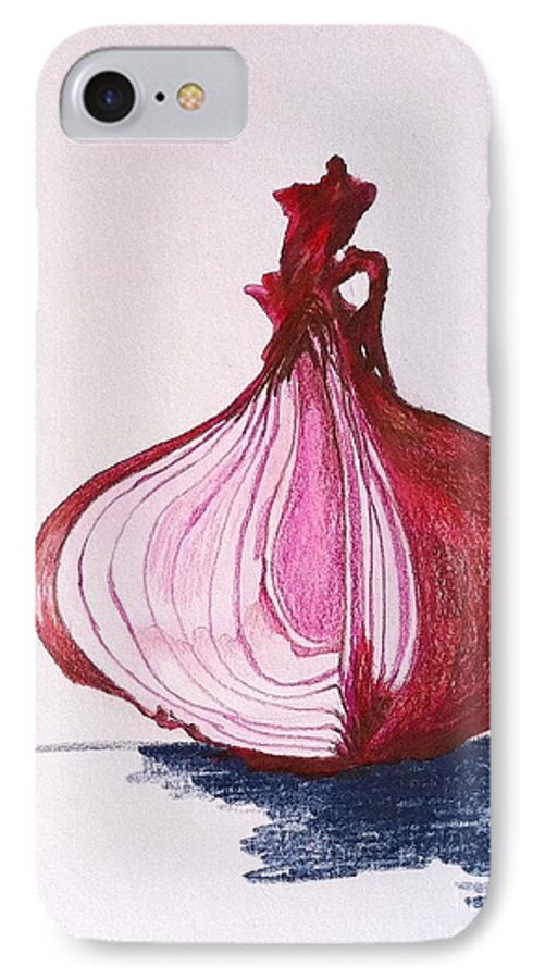 Food iPhone 7 Case featuring the drawing Red Onion by Sheron Petrie