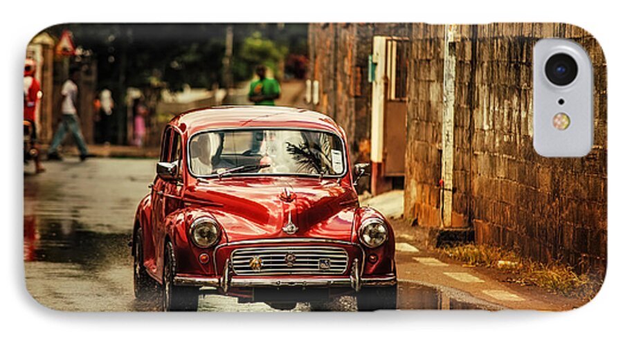 Morris Minor iPhone 7 Case featuring the photograph Red RetroMobile. Morris Minor by Jenny Rainbow