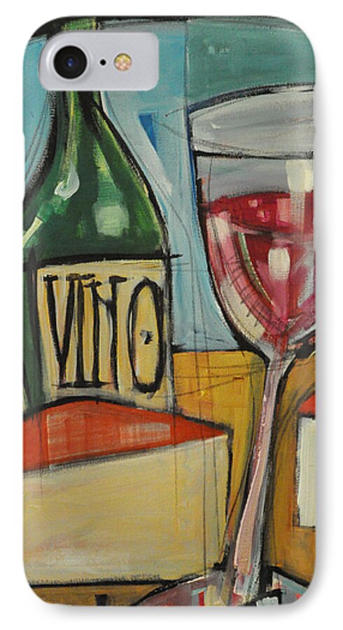 Wine iPhone 7 Case featuring the painting Red Wine And Cheese by Tim Nyberg