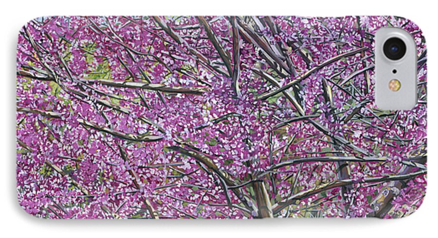 Redbud iPhone 7 Case featuring the painting Redbud Tree by Nadi Spencer