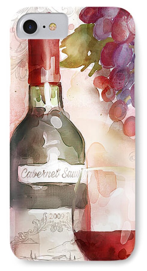 Red Wine iPhone 7 Case featuring the painting RedWineWatercolor by Mauro DeVereaux