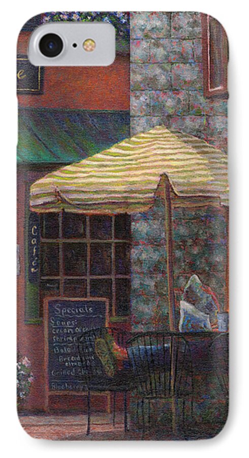 Man iPhone 7 Case featuring the painting Relaxing at the Cafe by Susan Savad
