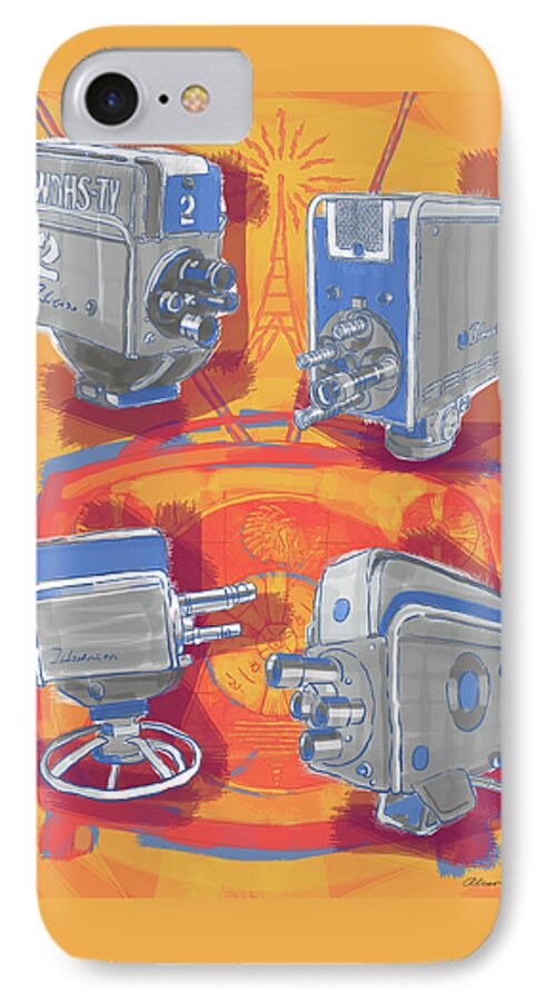 Cameras iPhone 7 Case featuring the painting Remembering Television by Alison Stein