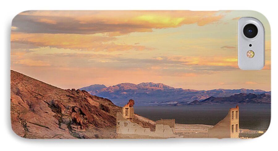 Rhyolite iPhone 7 Case featuring the photograph Rhyolite Bank At Sunset by James Eddy