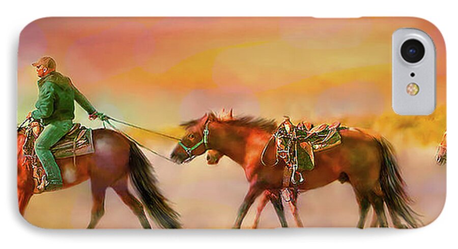 Horseback Riding iPhone 7 Case featuring the digital art Riding The Surf by Kari Nanstad