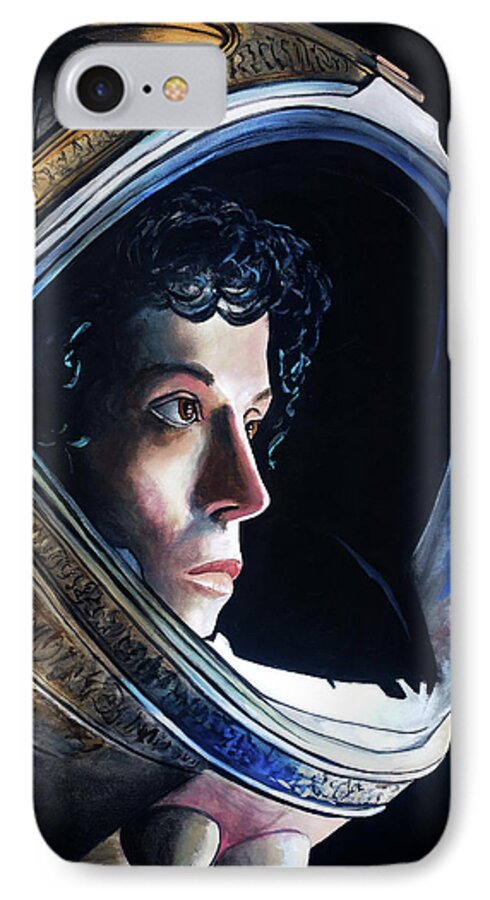 Alien< Tom Carlton Art iPhone 7 Case featuring the painting Ripley by Tom Carlton