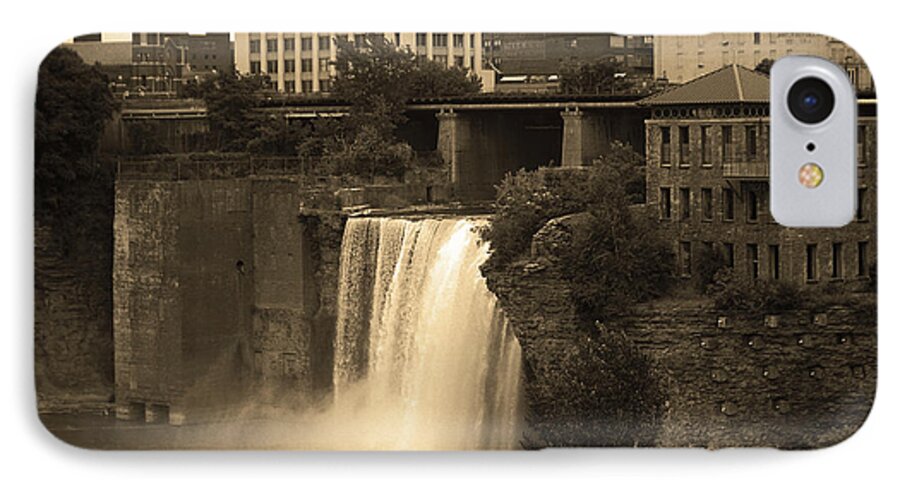 America iPhone 7 Case featuring the photograph Rochester, New York - High Falls 2 Sepia by Frank Romeo