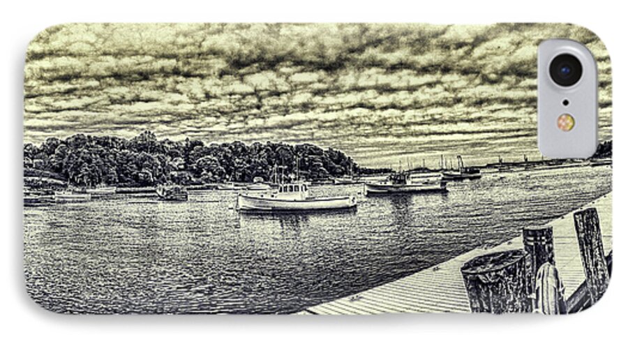 Landscape Of Rockport Harbor iPhone 7 Case featuring the digital art Rockport Outer- Harbor by Daniel Hebard
