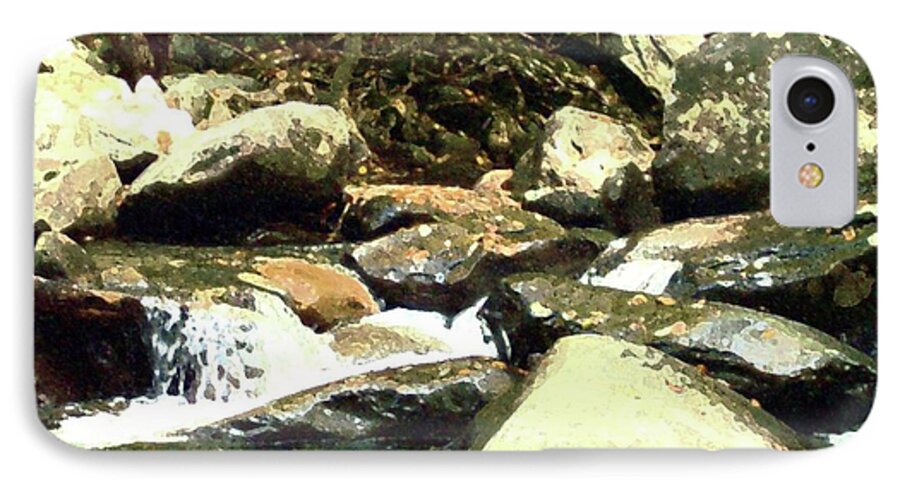 Rocky Stream iPhone 7 Case featuring the mixed media Rocky Stream 5 by Desiree Paquette