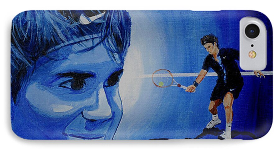 Roger Federer iPhone 7 Case featuring the painting Roger Federer by Quwatha Valentine