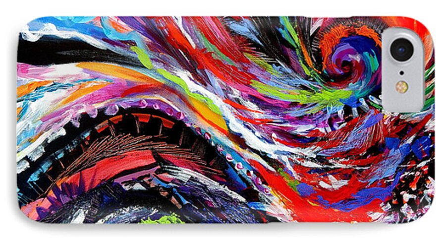 Abstract Expressionist Detail Of A Painting iPhone 7 Case featuring the painting Rolling detail Three by Priscilla Batzell Expressionist Art Studio Gallery