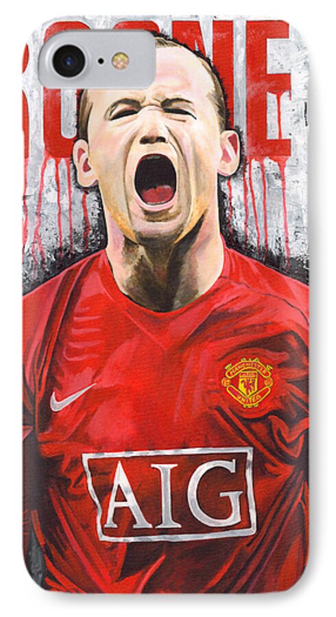 Wayne Rooney iPhone 7 Case featuring the painting Rooney by Jeff Gomez